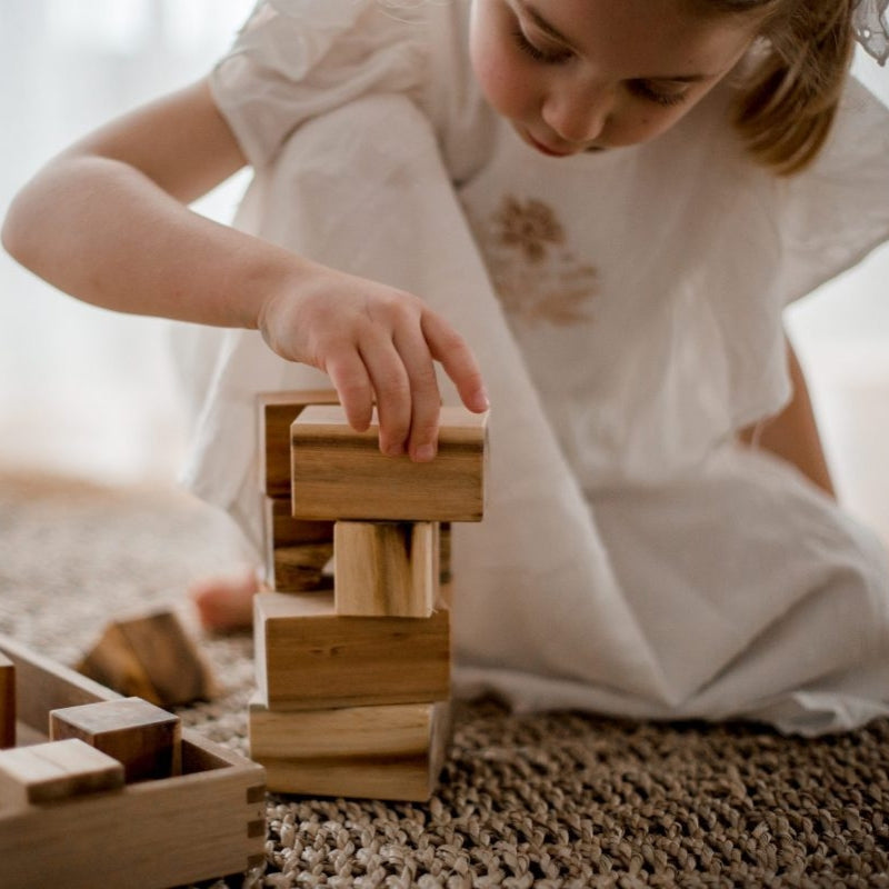 QToys - Natural Wood Blocks - 34 Pcs