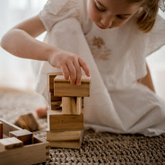 QToys - Natural Wood Blocks - 34 Pcs