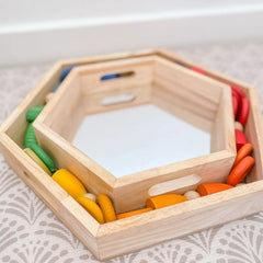 QToys - Hexagonal Mirror Trays set of 3