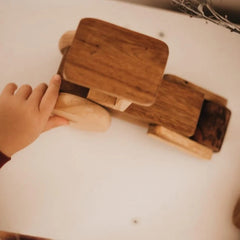 QToys - Natural Timber Steam Roller