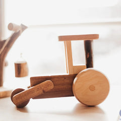 QToys - Natural Timber Steam Roller