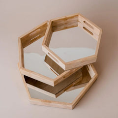 QToys - Hexagonal Mirror Trays set of 3