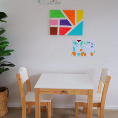 QToys - White top timber table