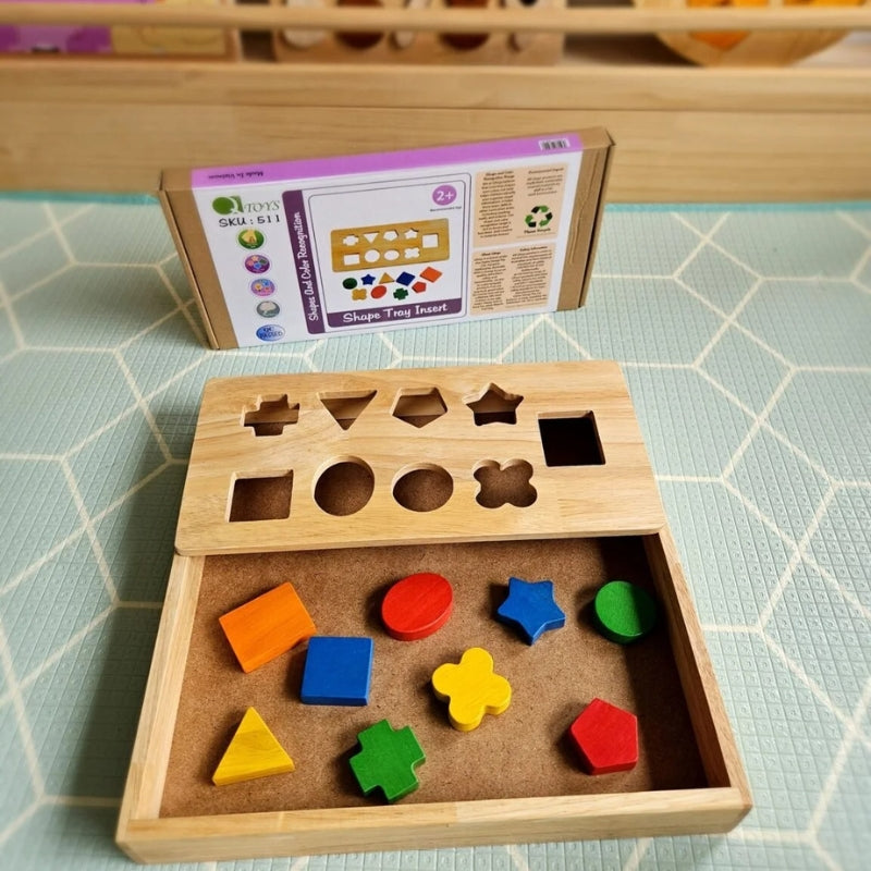 QToys - Montessori Sand Tray + Shape Tray Insert