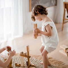 QToys - Natural Wood Blocks - 34 Pcs