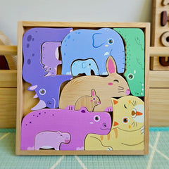 QToys - Natural animals puzzle and play set