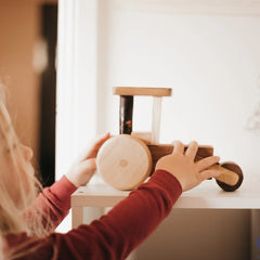 QToys - Natural Timber Steam Roller
