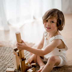 QToys - Natural Wood Blocks - 34 Pcs