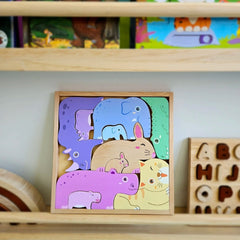 QToys - Natural animals puzzle and play set