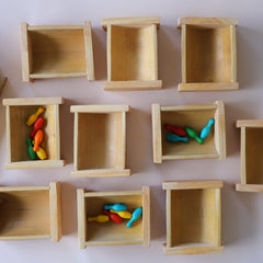 QToys - Coloured Bamboo Sorting Containers