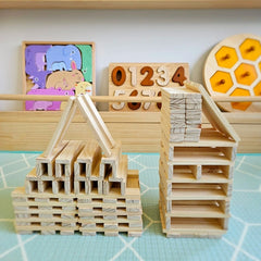 QToys - Natural Planks – 200 Pieces