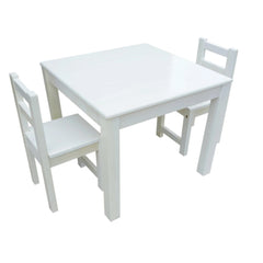 QToys - Timber White Table with 2 Standard Chairs