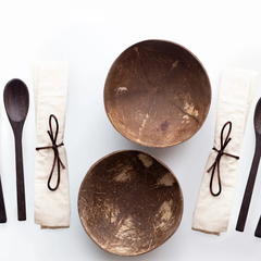 QToys - Coconut Bowls And Utensils Set of 2