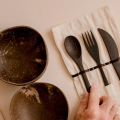 QToys - Coconut Bowls And Utensils Set of 2