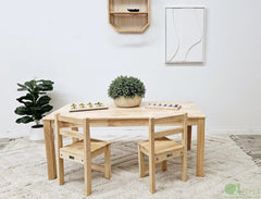 QToys - Solid Rectangular Table with 2 Stacking Chairs